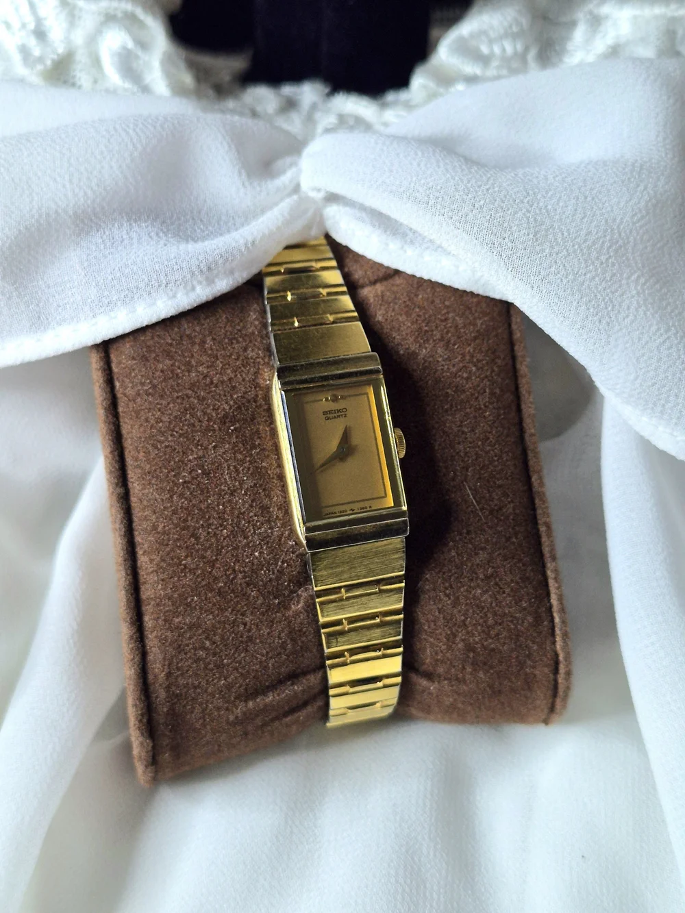 Seiko Women’s Gold-Tone Rectangular Bracelet Watch